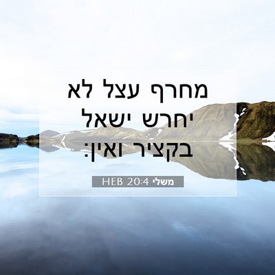 Picture 07 - משלי 20:4 HEB - מחרף עצל לא יחרש ישאל בקציר - Bible Verse Picture