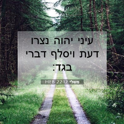 Picture 07 - משלי 22:12 HEB - עיני יהוה נצרו דעת ויסלף - Bible Verse Picture