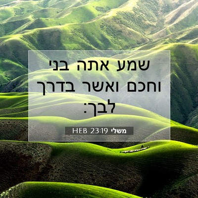 Picture 07 - משלי 23:19 HEB - שמע אתה בני וחכם ואשר בדרך - Bible Verse Picture