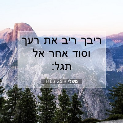 Picture 07 - משלי 25:9 HEB - ריבך ריב את רעך וסוד אחר אל - Bible Verse Picture