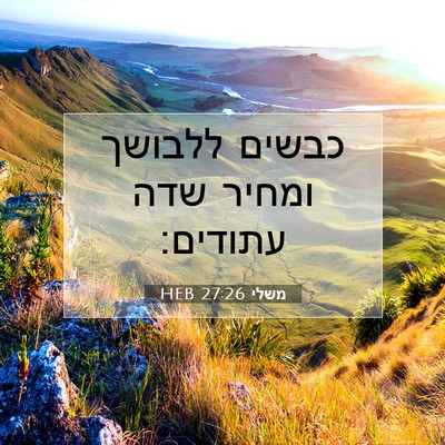 Picture 07 - משלי 27:26 HEB - כבשים ללבושך ומחיר שדה - Bible Verse Picture