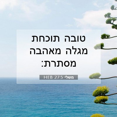 Picture 07 - משלי 27:5 HEB - טובה תוכחת מגלה מאהבה - Bible Verse Picture
