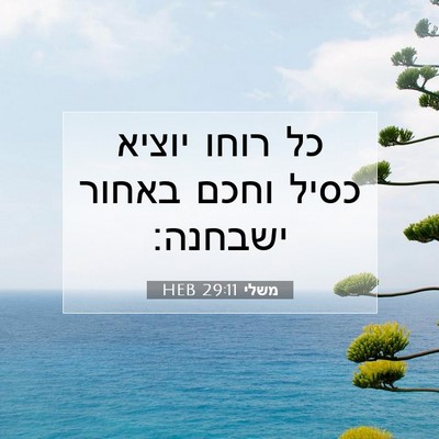 Picture 07 - משלי 29:11 HEB - כל רוחו יוציא כסיל וחכם - Bible Verse Picture
