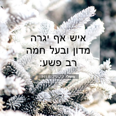Picture 07 - משלי 29:22 HEB - איש אף יגרה מדון ובעל חמה - Bible Verse Picture