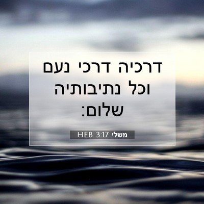 Picture 07 - משלי 3:17 HEB - דרכיה דרכי נעם וכל - Bible Verse Picture