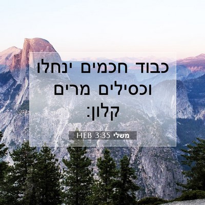 Picture 07 - משלי 3:35 HEB - כבוד חכמים ינחלו וכסילים - Bible Verse Picture