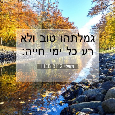 Picture 07 - משלי 31:12 HEB - גמלתהו טוב ולא רע כל ימי - Bible Verse Picture