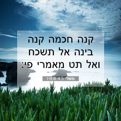 Picture 07 - משלי 4:5 HEB - קנה חכמה קנה בינה אל תשכח - Bible Verse Picture
