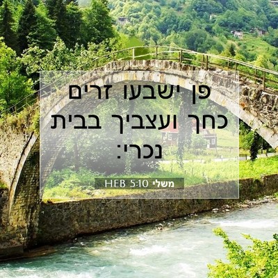 Picture 07 - משלי 5:10 HEB - פן ישבעו זרים כחך ועצביך - Bible Verse Picture