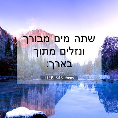 Picture 07 - משלי 5:15 HEB - שתה מים מבורך ונזלים מתוך - Bible Verse Picture