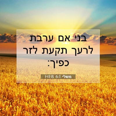 Picture 07 - משלי 6:1 HEB - בני אם ערבת לרעך תקעת לזר - Bible Verse Picture