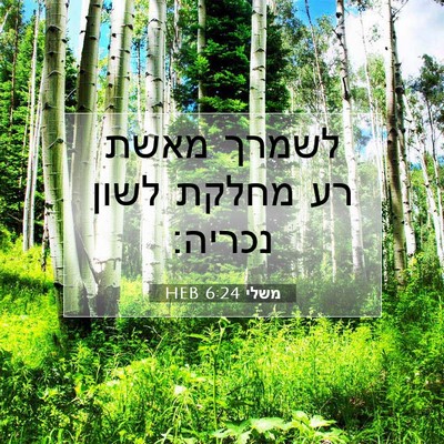 Picture 07 - משלי 6:24 HEB - לשמרך מאשת רע מחלקת לשון - Bible Verse Picture