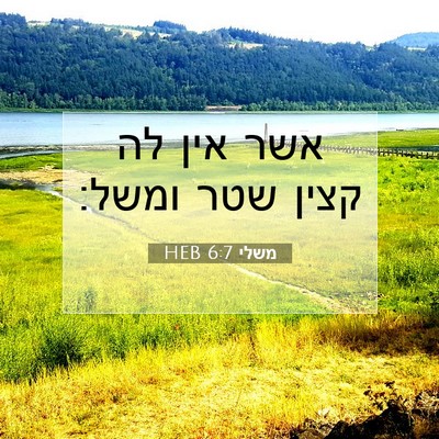 Picture 07 - משלי 6:7 HEB - אשר אין לה קצין שטר - Bible Verse Picture
