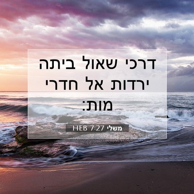 Picture 07 - משלי 7:27 HEB - דרכי שאול ביתה ירדות אל - Bible Verse Picture