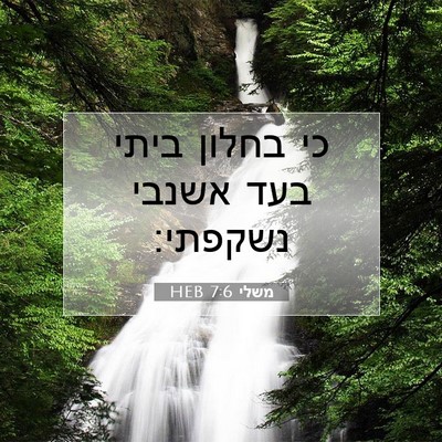Picture 07 - משלי 7:6 HEB - כי בחלון ביתי בעד אשנבי - Bible Verse Picture