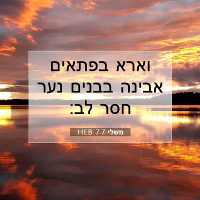 Picture 07 - משלי 7:7 HEB - וארא בפתאים אבינה בבנים - Bible Verse Picture