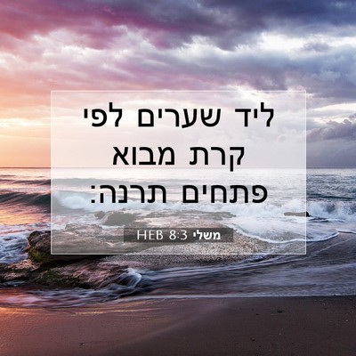 Picture 07 - משלי 8:3 HEB - ליד שערים לפי קרת מבוא - Bible Verse Picture