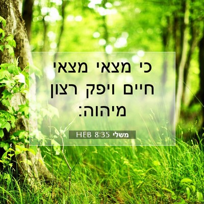 Picture 07 - משלי 8:35 HEB - כי מצאי מצאי חיים ויפק רצון - Bible Verse Picture