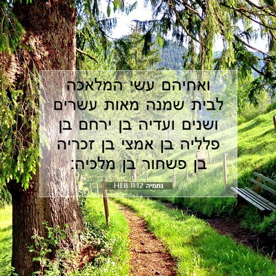 Picture 07 - נחמיה 11:12 HEB - ואחיהם עשי המלאכה לבית - Bible Verse Picture