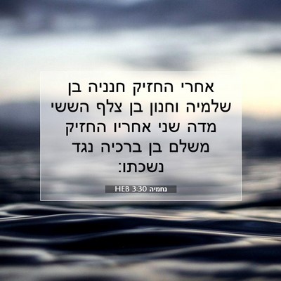 Picture 07 - נחמיה 3:30 HEB - אחרי החזיק חנניה בן שלמיה - Bible Verse Picture