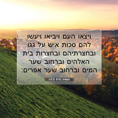 Picture 07 - נחמיה 8:16 HEB - ויצאו העם ויביאו ויעשו להם - Bible Verse Picture