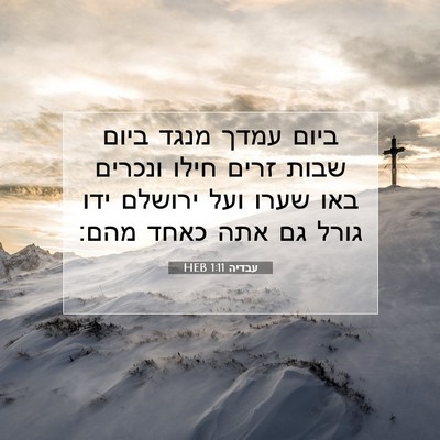 Picture 07 - עבדיה 1:11 HEB - ביום עמדך מנגד ביום שבות - Bible Verse Picture