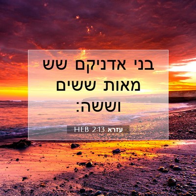 Picture 07 - עזרא 2:13 HEB - בני אדניקם שש מאות ששים - Bible Verse Picture
