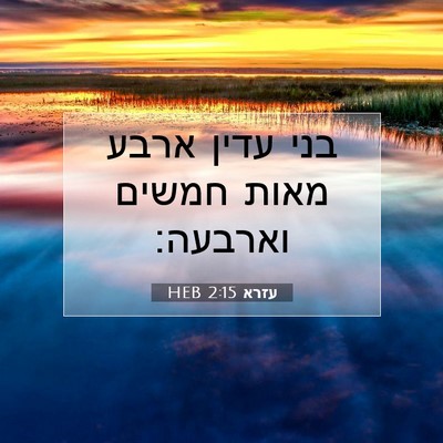 Picture 07 - עזרא 2:15 HEB - בני עדין ארבע מאות חמשים - Bible Verse Picture
