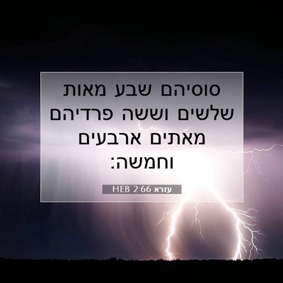 Picture 07 - עזרא 2:66 HEB - סוסיהם שבע מאות שלשים וששה - Bible Verse Picture