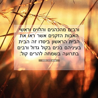 Picture 07 - עזרא 3:12 HEB - ורבים מהכהנים והלוים וראשי - Bible Verse Picture