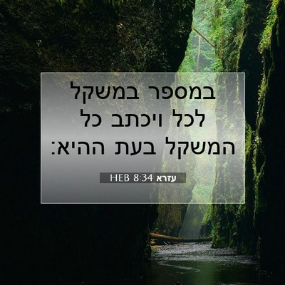 Picture 07 - עזרא 8:34 HEB - במספר במשקל לכל ויכתב כל - Bible Verse Picture