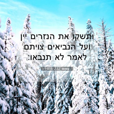 Picture 07 - עמוס 2:12 HEB - ותשקו את הנזרים יין ועל - Bible Verse Picture