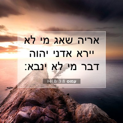 Picture 07 - עמוס 3:8 HEB - אריה שאג מי לא יירא אדני - Bible Verse Picture