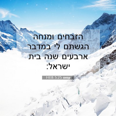 Picture 07 - עמוס 5:25 HEB - הזבחים ומנחה הגשתם לי - Bible Verse Picture