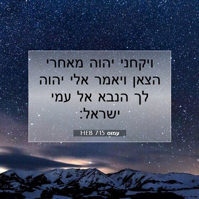 Picture 07 - עמוס 7:15 HEB - ויקחני יהוה מאחרי הצאן - Bible Verse Picture