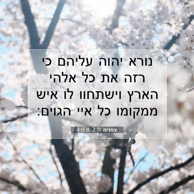 Picture 07 - צפניה 2:11 HEB - נורא יהוה עליהם כי רזה את - Bible Verse Picture