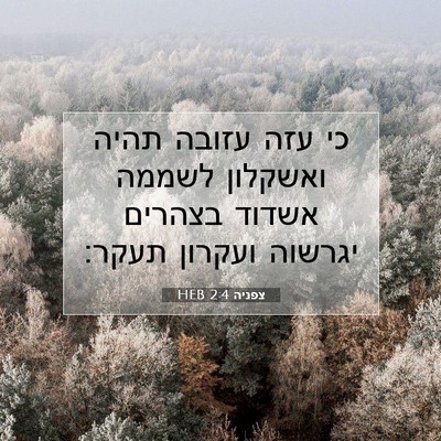 Picture 07 - צפניה 2:4 HEB - כי עזה עזובה תהיה ואשקלון - Bible Verse Picture