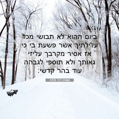 Picture 07 - צפניה 3:11 HEB - ביום ההוא לא תבושי מכל - Bible Verse Picture