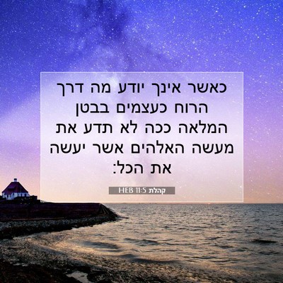 Picture 07 - קהלת 11:5 HEB - כאשר אינך יודע מה דרך הרוח - Bible Verse Picture