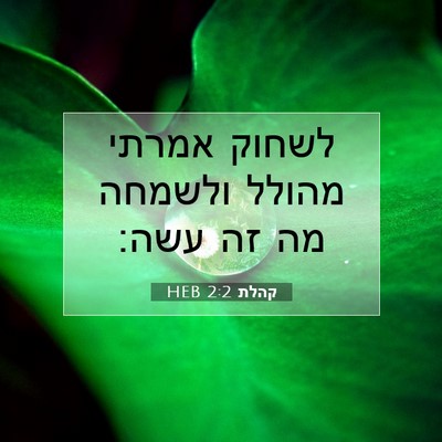 Picture 07 - קהלת 2:2 HEB - לשחוק אמרתי מהולל ולשמחה - Bible Verse Picture