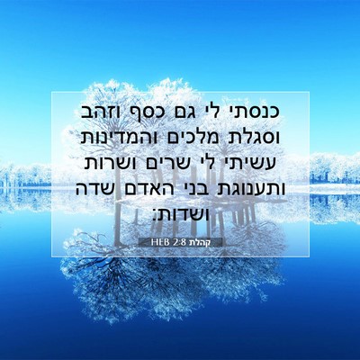 Picture 07 - קהלת 2:8 HEB - כנסתי לי גם כסף וזהב וסגלת - Bible Verse Picture