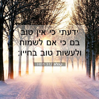 Picture 07 - קהלת 3:12 HEB - ידעתי כי אין טוב בם כי אם - Bible Verse Picture