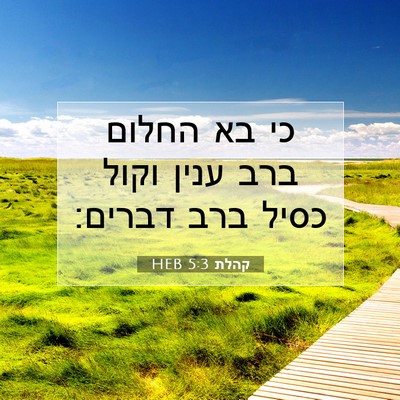 Picture 07 - קהלת 5:3 HEB - כי בא החלום ברב ענין וקול - Bible Verse Picture
