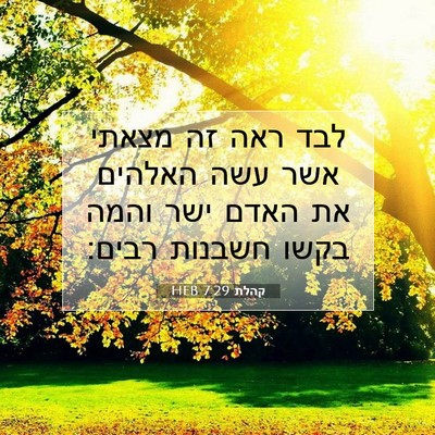 Picture 07 - קהלת 7:29 HEB - לבד ראה זה מצאתי אשר עשה - Bible Verse Picture