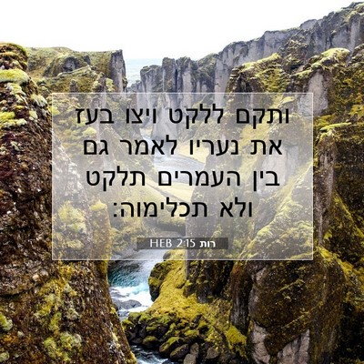 Picture 07 - רות 2:15 HEB - ותקם ללקט ויצו בעז את נעריו - Bible Verse Picture