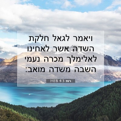 Picture 07 - רות 4:3 HEB - ויאמר לגאל חלקת השדה אשר - Bible Verse Picture