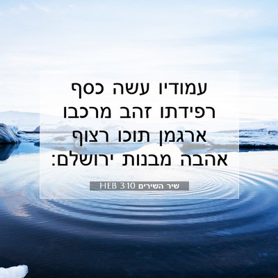 Picture 07 - שיר השירים 3:10 HEB - עמודיו עשה כסף רפידתו זהב - Bible Verse Picture