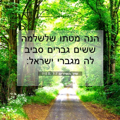 Picture 07 - שיר השירים 3:7 HEB - הנה מטתו שלשלמה ששים גברים - Bible Verse Picture