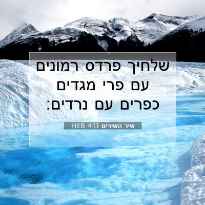 Picture 07 - שיר השירים 4:13 HEB - שלחיך פרדס רמונים עם פרי - Bible Verse Picture