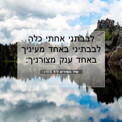 Picture 07 - שיר השירים 4:9 HEB - לבבתני אחתי כלה לבבתיני - Bible Verse Picture